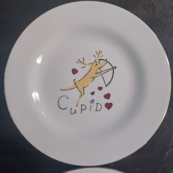 Pottery Barn Reindeer Salad Plates Mint Condition - Picture 2 of 7